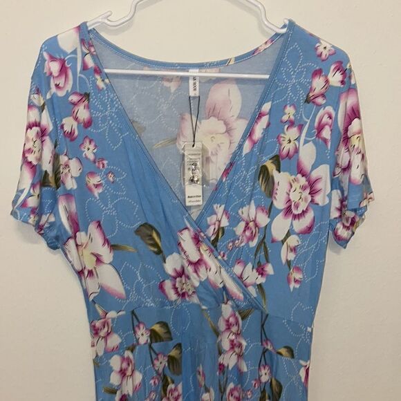 DB MOON Women Casual Short Sleeve Dresses Empire Waist Dress Pockets NWT Large - Picture 6 of 14